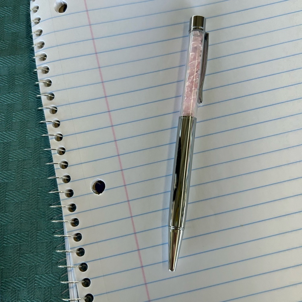 Silver Metallic Rose Quartz Pen